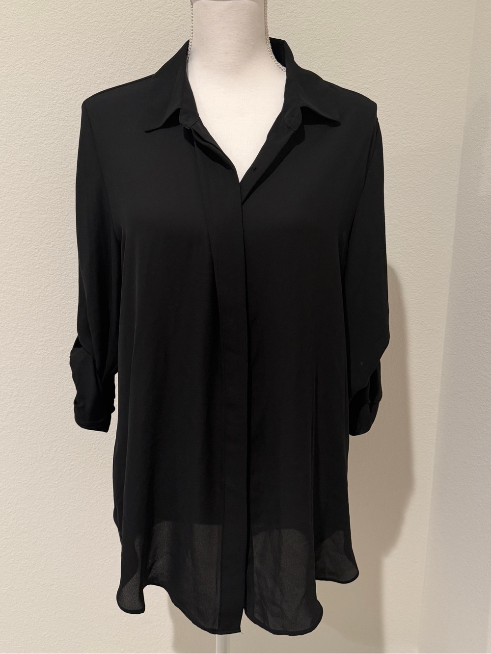 Black Women's Button-Front Blouse